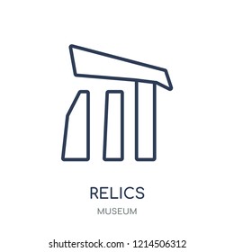 Relics icon. Relics linear symbol design from Museum collection. Simple outline element vector illustration on white background.