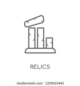 Relics linear icon. Modern outline Relics logo concept on white background from Museum collection. Suitable for use on web apps, mobile apps and print media.