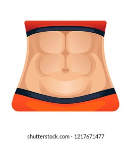 Relief abdominal muscles. Strong woman abs. Perfect stomach. Beautiful fitness body. Vector, illustration.