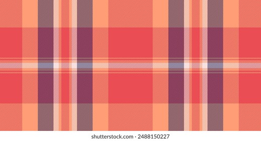 Relieve de fondo textil a cuadros, sensual patrón de tartán a cuadros. Textura de Vector de tela sin costuras Harmony en paleta de colores salmón claro y rojo.