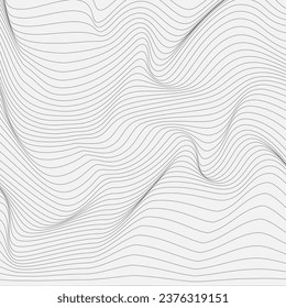 Fondo negro y blanco de alivio con ilusión óptica de distorsión. Textura de patrón abstracto ondulada. El zigzag delgado de la línea. Diseño gráfico vectorial.