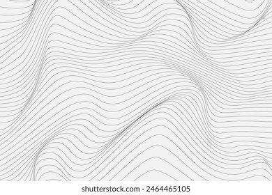 Relief black and white background with optical illusion of distortion. Wavy abstract pattern texture. Thin zigzag of the line. Vector graphic design.