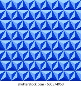Relief Blue Color Background with Triangles. Seamless Vector Pattern.