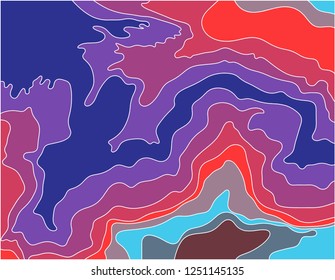 Relief in contours of different colors