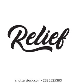 Relief - custom calligraphy text on white background.