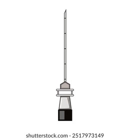 Dibujos animados de la aguja epidural de alivio. Parto, procedimiento Columna vertebral, alivio del catéter lumbar Signo de la aguja epidural. Símbolo aislado Ilustración vectorial
