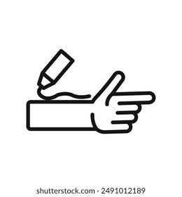 relief gel on arm icon Black line art vector logo