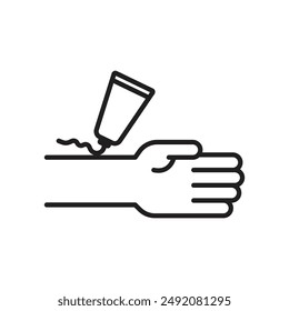 relief gel on arm icon linear logo mark in black and white
