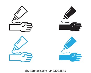 relief gel on arm icon black and white vector outline sign