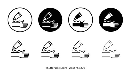 relief gel on arm icon Black and white outline vector