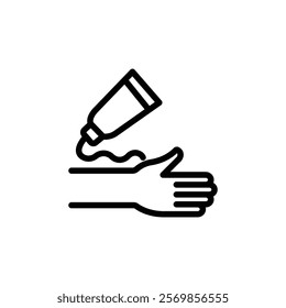 relief gel on arm icon Black and white outline vector