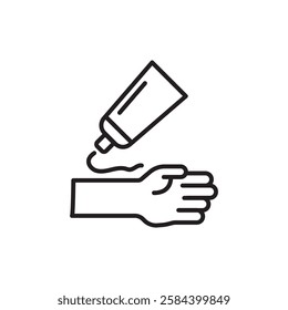 relief gel on arm icon black and white vector outline sign