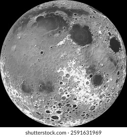 Relief map of the visible side of the Moon