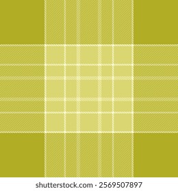 Relief plaid background tartan, quilted fabric vector seamless. Kid texture textile check pattern in yellow and light yellow colors.