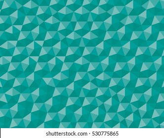 Relief Repeating Pentagon Shape Pattern Wallpaper Based on Penrose Mosaic - Turquoise Colored Elements on Similar Background - 3d Illusion Flat Graphic Style