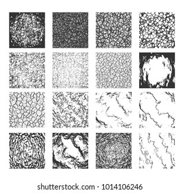 Relief stone surface texture. Old concrete wall. Monochrome image. Grunge distress texture. Vector template. Distress backgrounds collection