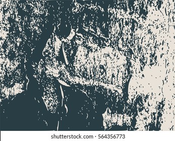 Relief stone surface texture. Old concrete wall. Monochrome image. Grunge distress texture.Vector template.