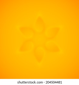 Relief texture 3d modelling clay flower with shadow and reflection isolated on orange background, floral vector illustration icon