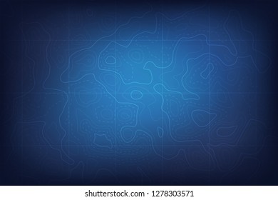Relief topographic map of the area with high-level contour contours and geodetic grid. Abstract vectror line background isolated on white.