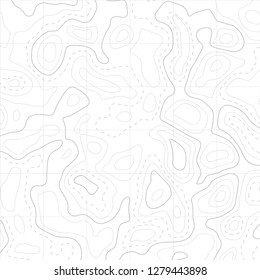 Relief topographic map of the area with high-level contour contours and geodetic grid. Abstract vectror line background isolated on white.