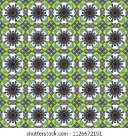 Relief waves of ornamental mosaic tile patterns in beige, gray and blue colors. Vector illustration. Ornate seamless texture background. Different mosaic textures.
