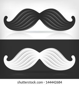 Relief white mustache and black mustache creative concept. Barber logo template design.