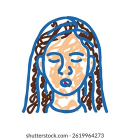 relief woman expression doodle icon sketch vector. relief woman expression sign. isolated symbol illustration