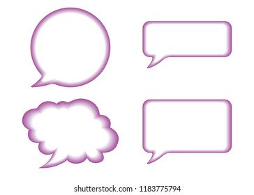 Relief-like three-dimensional, balloon illustration, cartoon, lines,Color purple