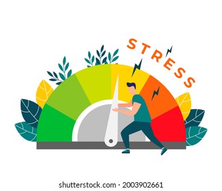 Relieve stress. Stress levels are reduced through the concept of problem solving. Tired of frustration, emotional overload. Vector illustration in flat style .