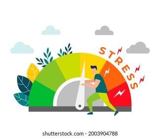 Relieve stress. Stress levels are reduced through the concept of problem solving. Tired of frustration, emotional overload. Vector illustration in flat style .