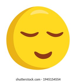 Relieved Emoji Icon Illustration. Content Vector Symbol Emoticon Design Doodle Vector.