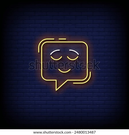 relieved emoji symbol neon sign vector