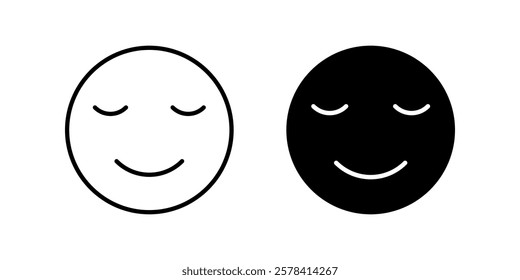 relieved face Icon set. Symbol isolated white background. vector illustration. color editable.