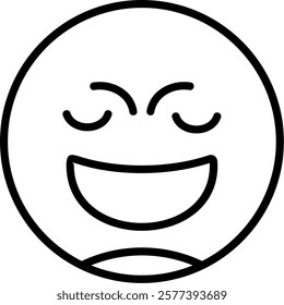 Relieved Face Line Vector Icon Design