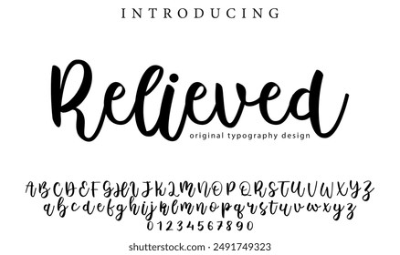 Relieved Font Stylish brush painted an uppercase vector letters, alphabet, typeface