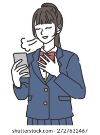 Relieved High School Mädchen mit Smartphone