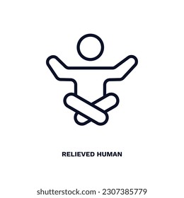 relieved human icon. Thin line relieved human icon from feeling and reaction collection. Outline vector isolated on white background. Editable relieved human symbol can be used web and mobile