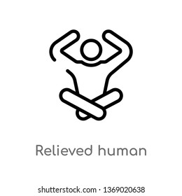 relieved human vector line icon. Simple element illustration. relieved human outline icon from feelings concept. Can be used for web and mobile