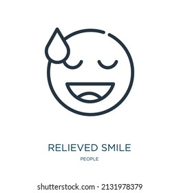 Relieved Smile Thin Line Icon. Smile, Mascot Linear Icons From People Concept Isolated Outline Sign. Vector Illustration Symbol Element For Web Design And Apps.