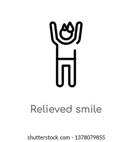 relieved smile vector line icon. Simple element illustration. relieved smile outline icon from people concept. Can be used for web and mobile