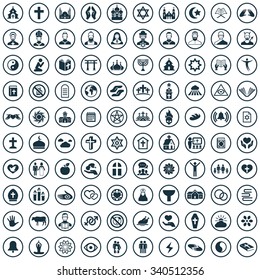 religion 100 icons universal set for web and mobile
