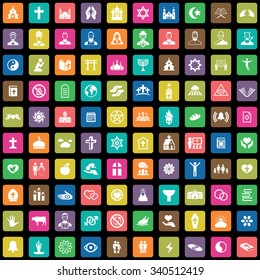 religion 100 icons universal set for web and mobile
