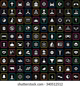 religion 100 icons universal set for web and mobile
