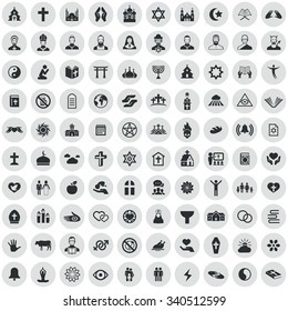 religion 100 icons universal set for web and mobile