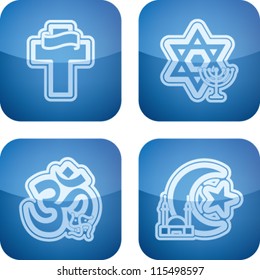 Religion is the adherence to codified beliefs and rituals, pictured here from left to right:  Christianity, Judaism, Hinduism, Islam.