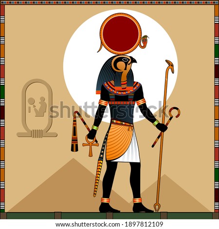 Religion of Ancient Egypt. 
Ra is the ancient Egyptian God of the sun. Ra in the solar bark.
 Stock foto © 