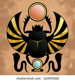 Religion of Ancient Egypt. Scarab in ancient Egypt. The symbol of the god Khepera. 