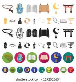 Religion and belief cartoon icons in set collection for design. Accessories, prayer vector symbol stock web illustration.
