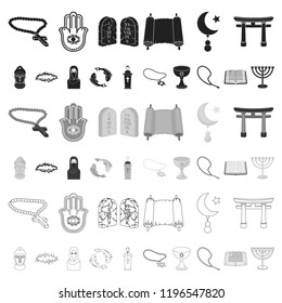 Religion and belief cartoon icons in set collection for design. Accessories, prayer vector symbol stock web illustration.