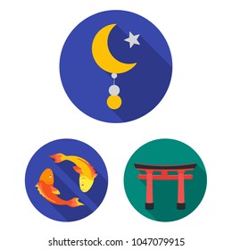 Religion and belief flat icons in set collection for design. Accessories, prayer vector symbol stock web illustration.